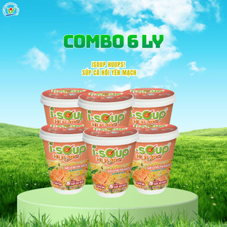 [Combo 6] ISoup Huups Combo 6 Ly Súp Cá Hồi Yến Mạch Ăn Liền Sấy Thăng Hoa - 6Ly x 23G