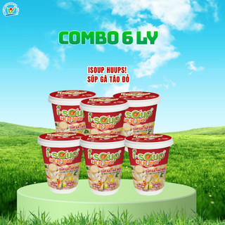 [Combo 6] ISoup Huups Combo 6 Ly Súp Gà Táo Đỏ Ăn Liền Sấy Thăng Hoa - 6Ly x 12G
