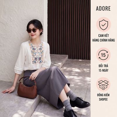 [ ADORE ] Chân váy midi basic ghi đậm/đen 613SK2008