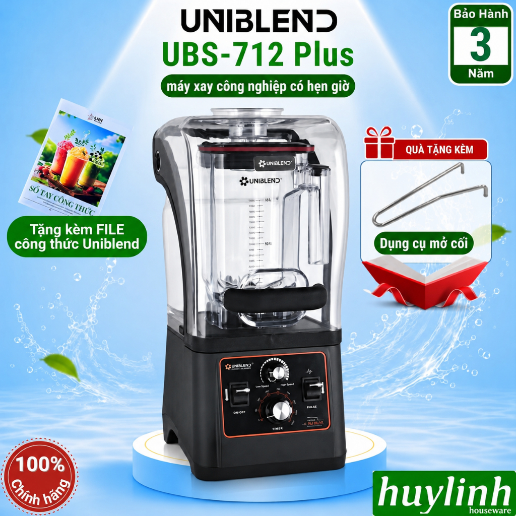 Máy xay sinh tố công nghiệp Uniblend UBS-712 Plus - Có hẹn giờ - 1680W - 1.8 lít [UB-712 PLUS]