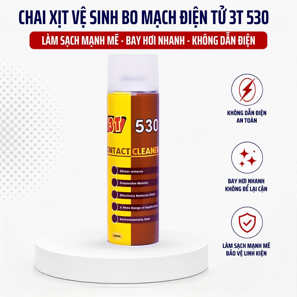 Chai Xịt Vệ Sinh Bo Mạch 3T 530 550ml - Làm Sạch Mạch Điện Tử, Không Dẫn Điện, Bay Hơi Nhanh