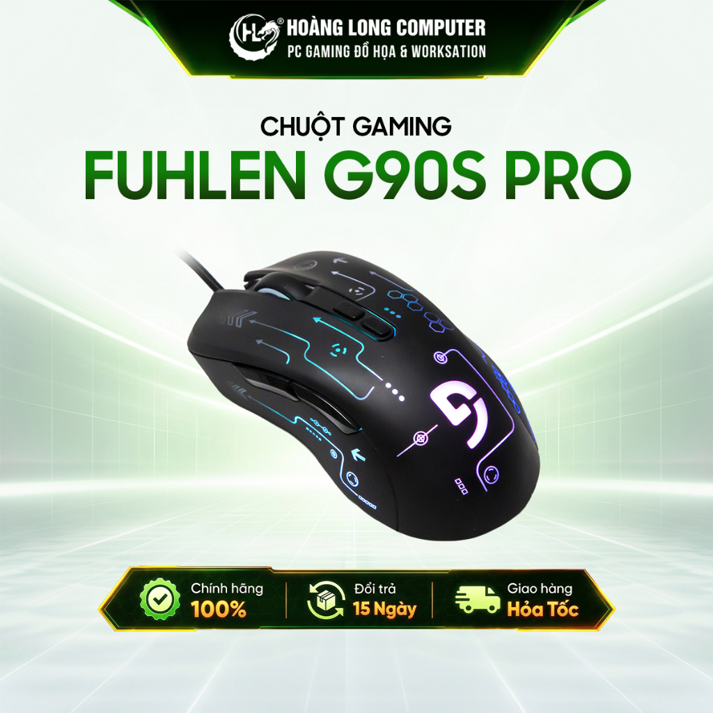 Chuột Gaming Fuhlen G90S Pro LED RGB Công Nghệ Nút Bấm Quang Học 8000 DPI Chính Hãng