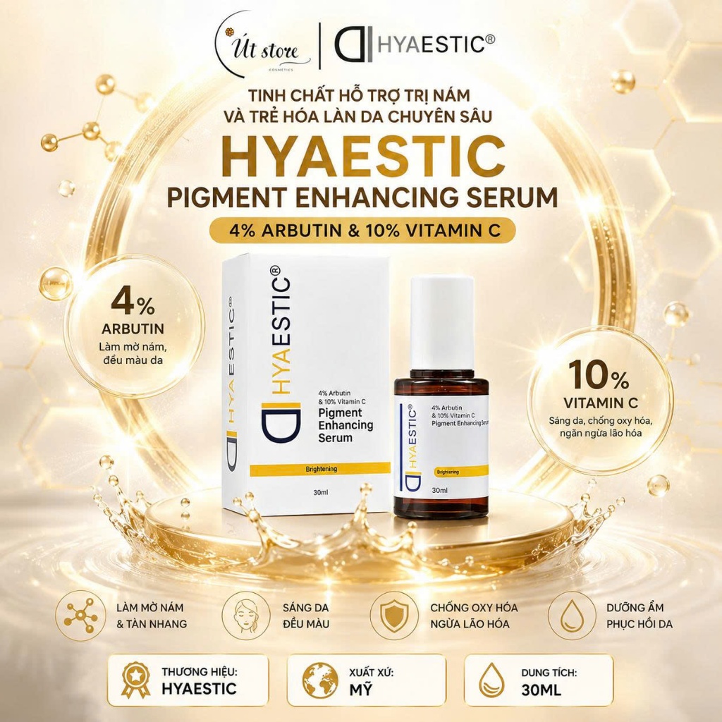 Serum Giảm Nám Hyaestic Pigment Enhancing - Giảm Thâm Sạm, Làm Sáng Da 4% Arbutin & 10% Vitamin C