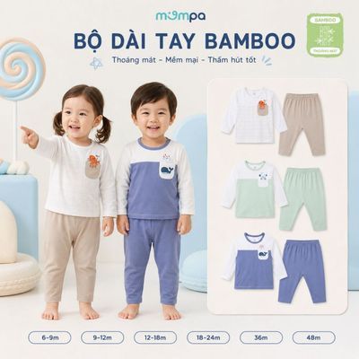 Bộ dài tay cho bé Mompa 6 tháng - 4 tuổi vải Sợi tre Bamboo mềm mại thoáng khí MP 0543