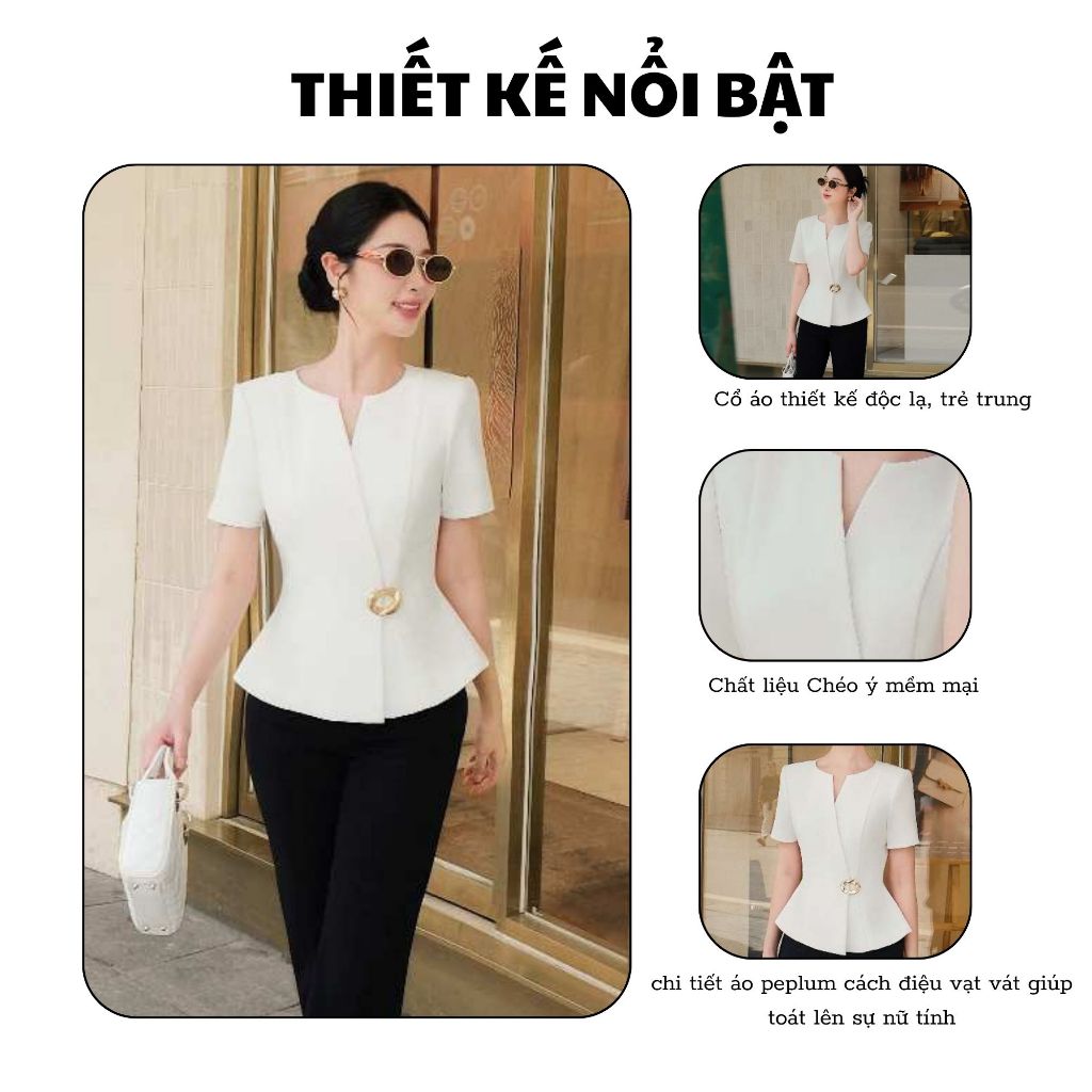 Áo Kiểu Nữ NGOC HA DESIGN Leika Top Thiết Kế Cổ V Sang Chảnh Công Sở Dáng Rộng Thanh Lịch A1155
