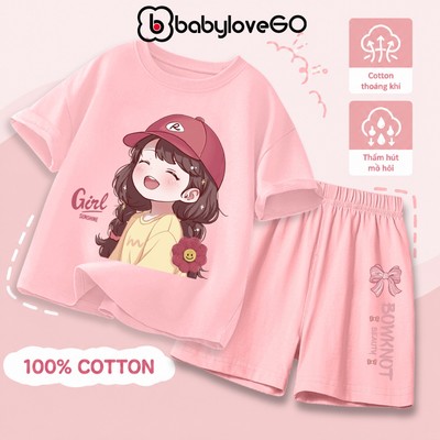 Đồ bộ bé gái BabyloveGO mẫu mới 2026 bộ thun ngắn tay cho bé in hình độc đáo dễ thương AQ-BG58-HE27