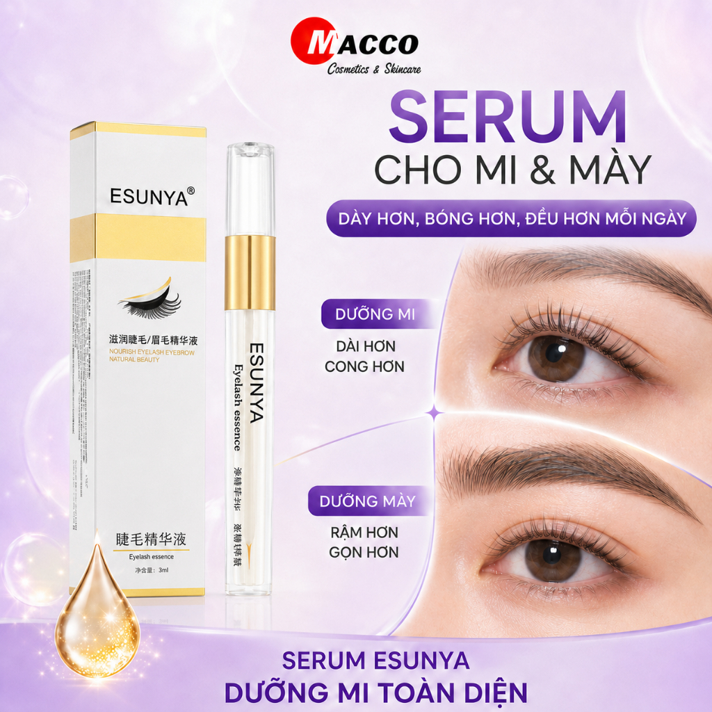 Serum Dưỡng Mi Toàn Diện ESUNYA, Hỗ Trợ Lông Mi, Lông Mày Mọc Dài, Dày, Khỏe Mạnh 3ml MACCO