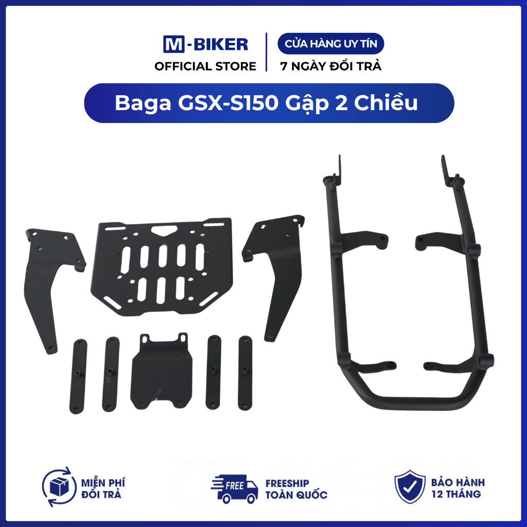 Baga GSX S150 Gập 2 chiều, baga gập 2 chiều cho gsx s150 | M-Biker