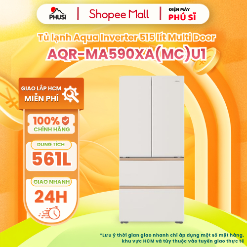 AQR-MA590XA(MC)U1 [GIAO HÀNG MIỄN PHÍ HCM]  Tủ lạnh Aqua Inverter 515 lít - CHÍNH HÃNG