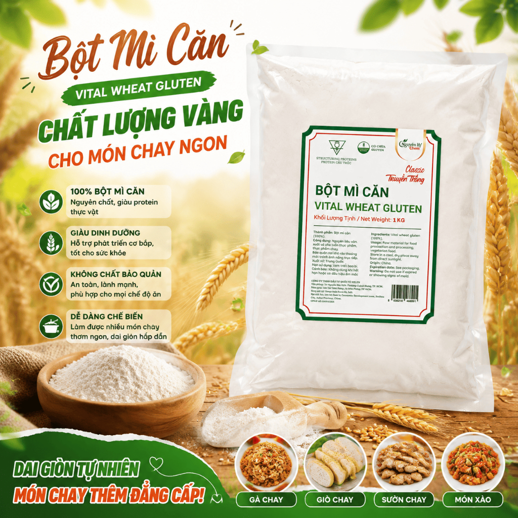 Bột Mì Căn TRUYỀN THỐNG 500g / 1Kg (Vital Wheat Gluten)