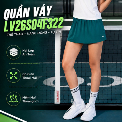 Quần Váy Thể Thao Livan LV26S04F322 Co Giãn Thoải Mái Vận Động Chơi Tennis, Pickle, Đi Chơi, Dã Ngoại