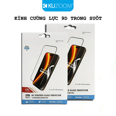 Kính Cường Lực 9D Trong Suốt Full Màn Chính Hãng KUZOOM Chống Trầy Xước cho iP X-17-Promax- PRO-PLUS