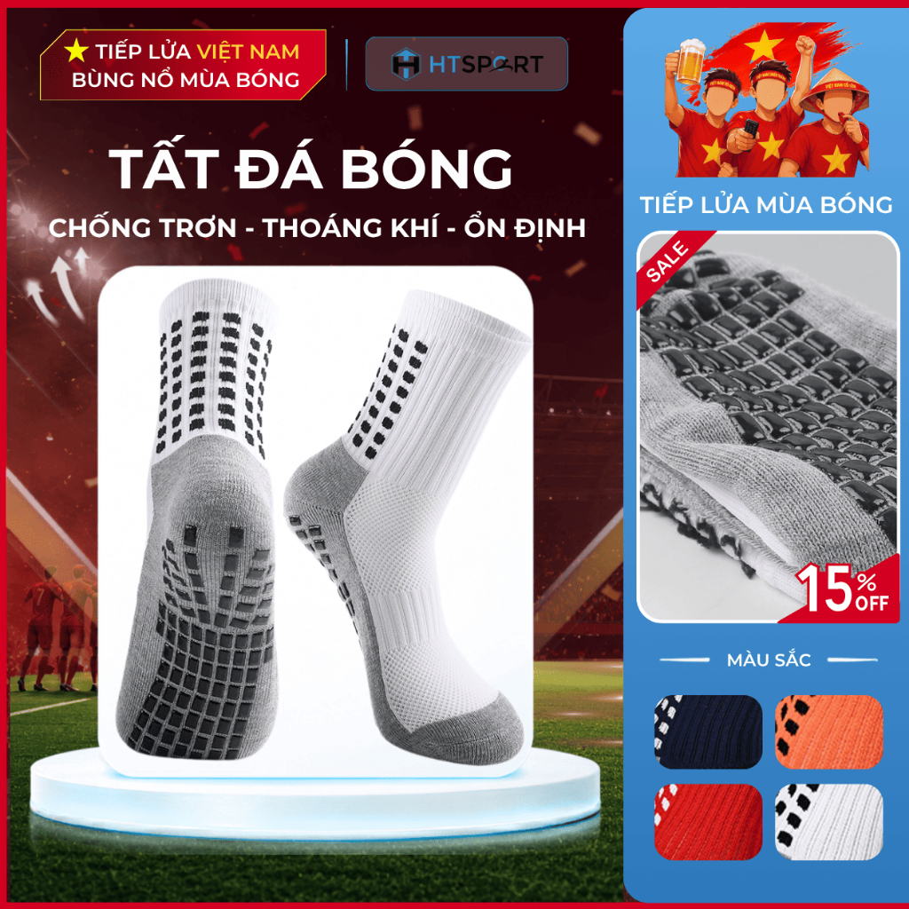 Tất Đá Bóng Chống Trơn Thể Thao, Vớ Chống Trượt Đá Banh Chạy Bộ Nam Nữ Lửng Cổ…