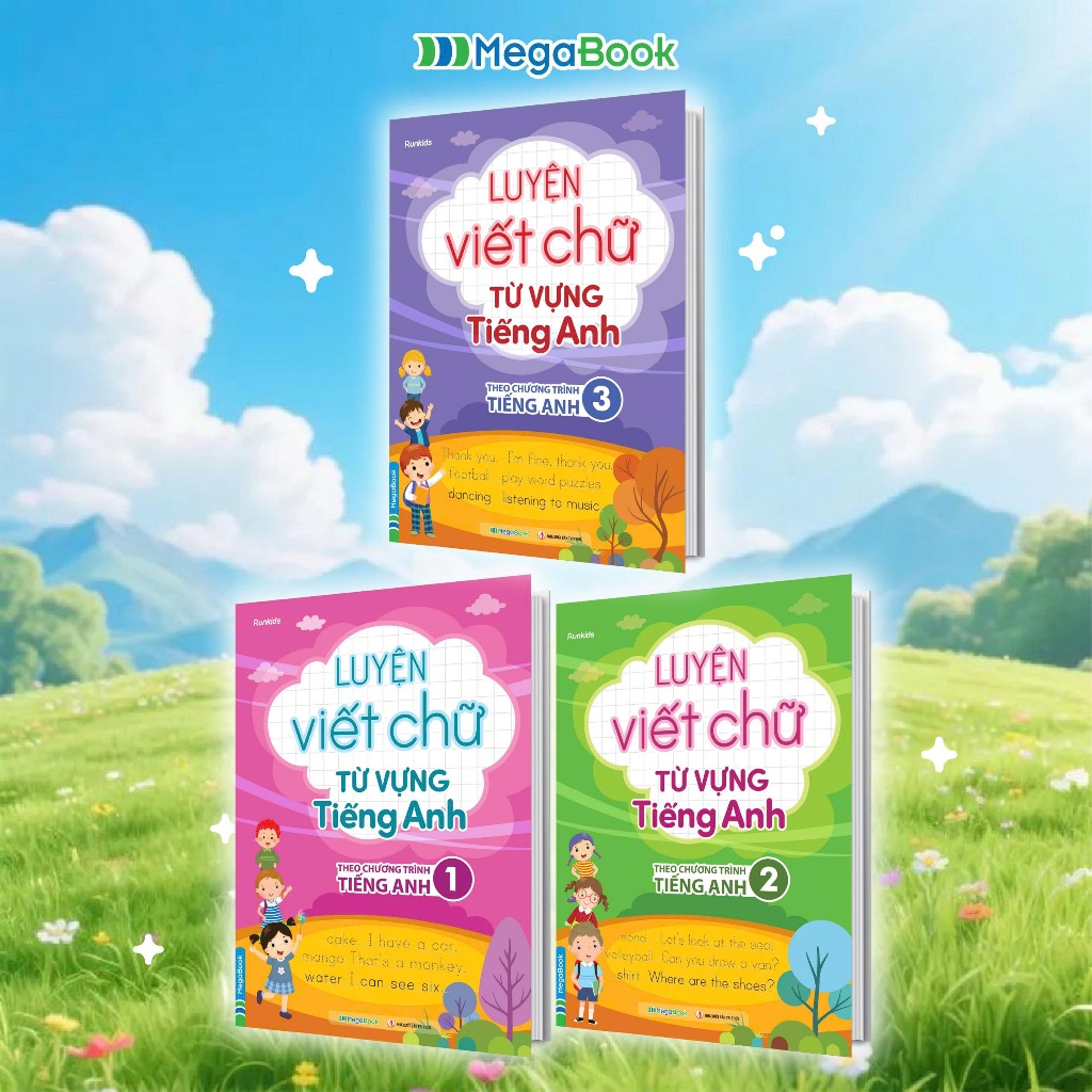 Sách Combo Luyện viết chữ từ vựng tiếng Anh - theo chương trình tiếng anh Lớp 1,2,3