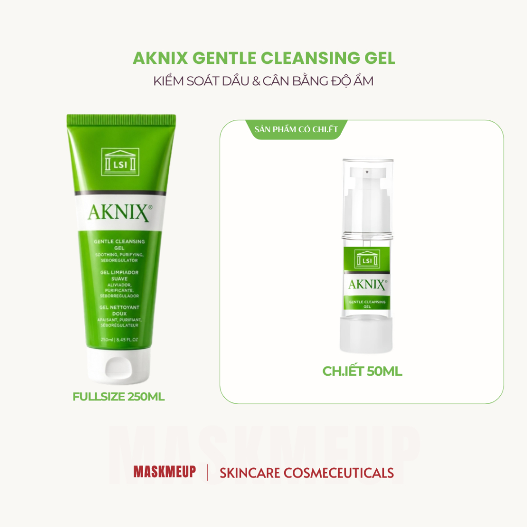 Sữa rửa mặt AKNIX Gentle Cleansing Gel - Hỗ trợ kiểm soát dầu & Cân bằng độ ẩm 250ml