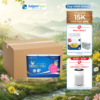 Thùng 10 lốc giấy vệ sinh Bless You Silk 6 không lõi (6 cuộn/ lốc)