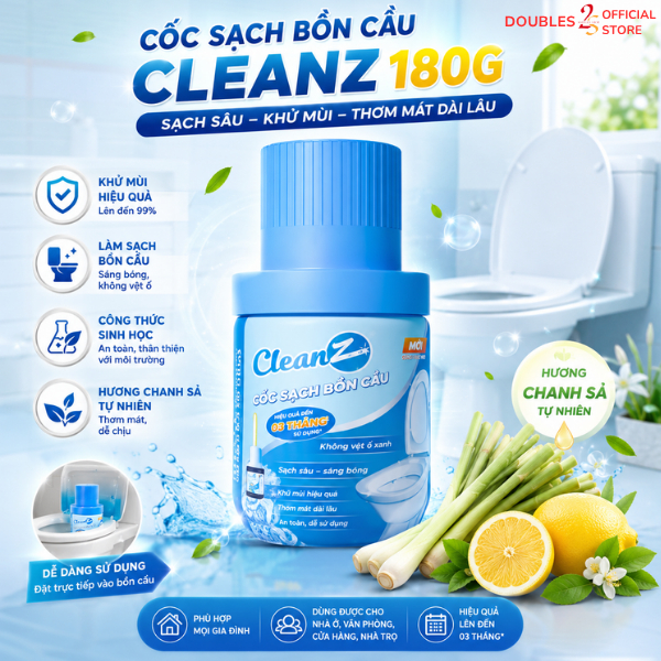 (TẶNG QUÀ + HỎA TỐC) - Cốc Sạch Bồn Cầu CleanZ 180g Tẩy Sạch Mảng Bám Toilet - DOUBLES 2SSHOP