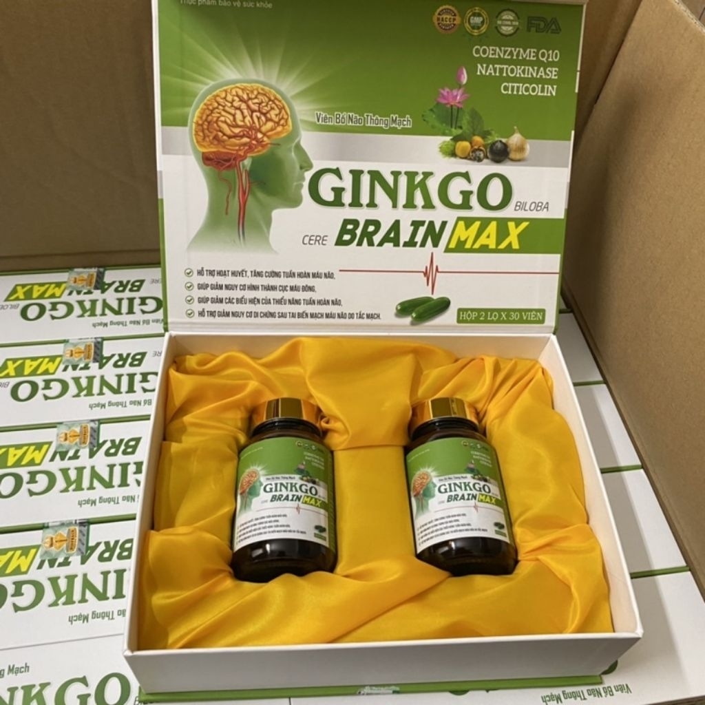 Viên bổ não thông mạch Ginkgo Biloba Cere Brain Max - Ginkgo 600mg giúp bổ não - Ginkgo Brain max Hộ