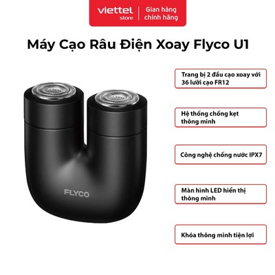 Máy Cạo Râu Điện Xoay Flyco U1VN | 2 Đầu Cạo 36 Lưỡi FR12 | Hệ Thống Chống Kẹt | Chống Nước IPX7