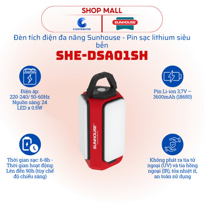 [HỎA TỐC] Đèn tích điện đa năng Sunhouse SHE-DSA01-SH - Hàng chính hãng