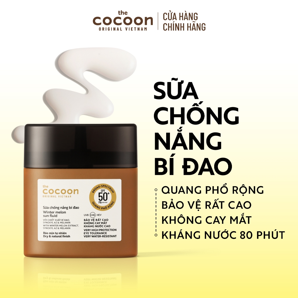 Sữa chống nắng bí đao - Ráo mịn tự nhiên SPF 50+, UVA-PF 62.6 Cocoon 50ml