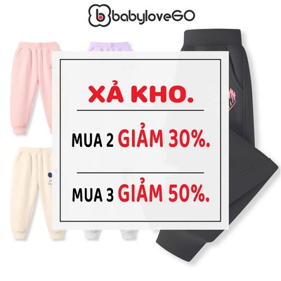 XẢ KHO Quần dài cho bé BabyloveGO quần thu đông chất nỉ hai da dày ấm dáng thể thao in hình độc đáo GIAO MẪU NGẪU NHIÊN