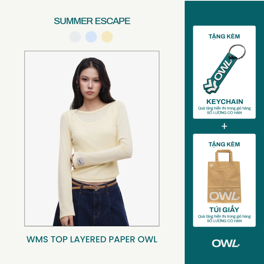 Áo thun nữ OWL BRAND TOP LAYERED PAPER