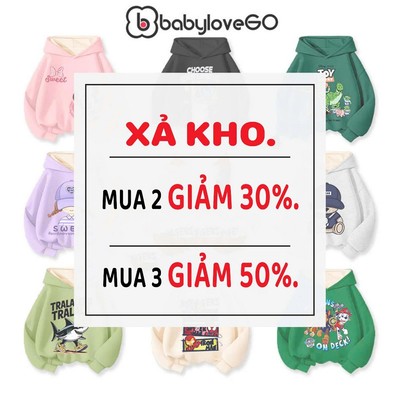 XẢ KHO Áo hoodie cho bé trai bé gái BabyloveGO áo khoác nỉ mẫu mới nhất in hình độc đáo (GIAO MẪU NGẪU NHIÊN)