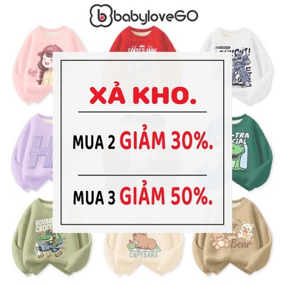 XẢ KHO Áo nỉ sweater cổ tròn cho bé trai bé gái BabyloveGO mẫu mới nhất in hình độc đáo (GIAO MẪU NGẪU NHIÊN)