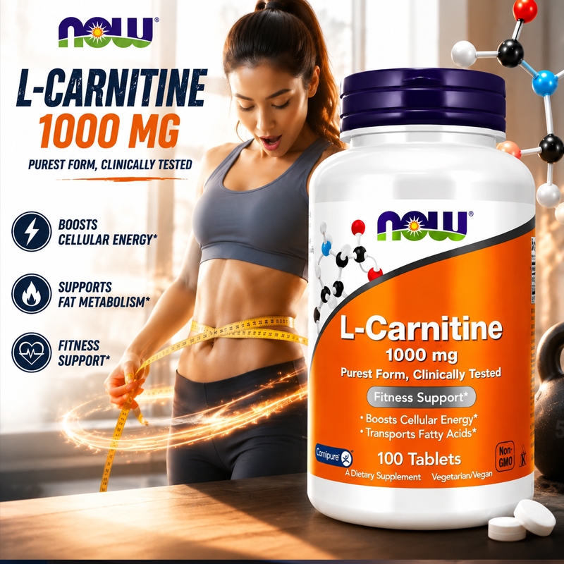 Viên Uống NOW L-Carnitine 1000mg 100 Viên | Hỗ Trợ Chuyển Hóa Chất Béo & Tăng Năng Lượng