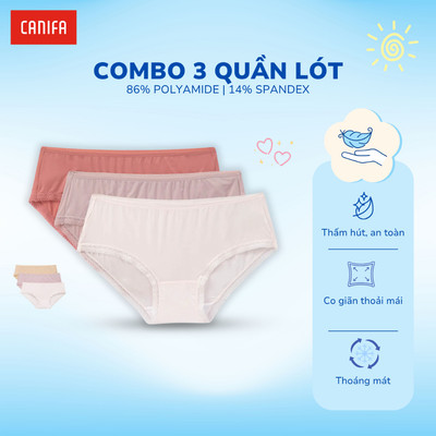 Combo 3 quần lót nữ mềm mịn màu sắc cơ bản CANIFA 6US25A002