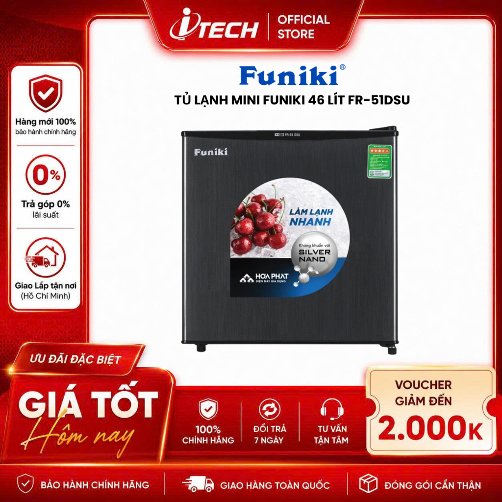 FR-51DSU - Tủ lạnh Funiki FR-51DSU tủ mini 50 lít - Hàng chính hãng