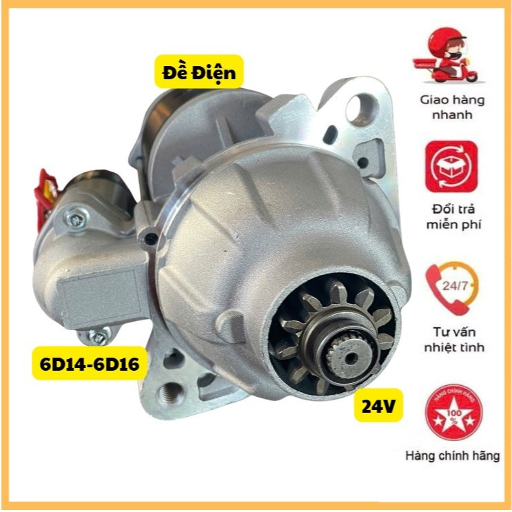 🎁Đề Điện Mitsubishi 6D14 - 6D16 24v Dùng Cho Động Cơ Diesel