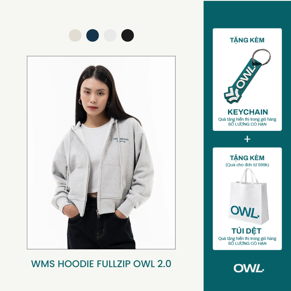 Áo hoodie fullzip nữ Owlbrand 2.0