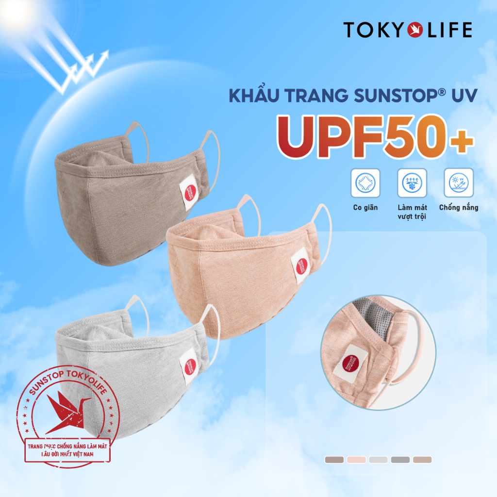 [GIAO MÀU NGẪU NHIÊN] Khẩu trang chống nắng NỮ SunStop UV Master Gói 3 chiếc TOKYOLIFE 40000886