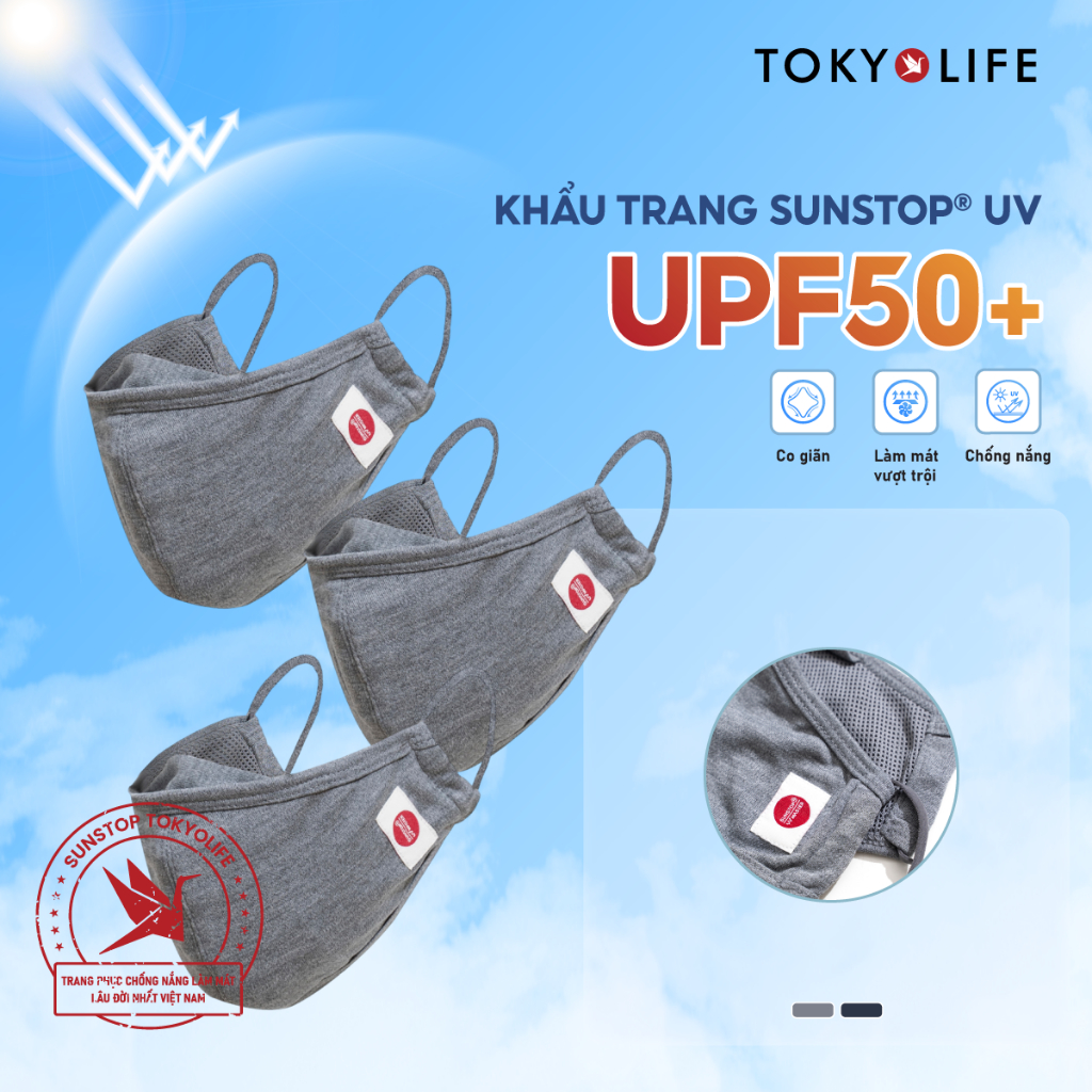[GIAO MÀU NGẪU NHIÊN] [UNISEX] Pack 3 Khẩu trang chống nắng NAM/NỮ SunStop UV Master 40000885
