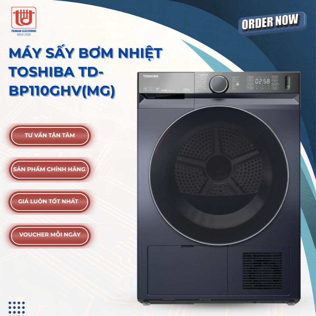 Toshiba Máy Sấy Bơm Nhiệt TD-BP110GHV(MG) | Sấy 10kg
