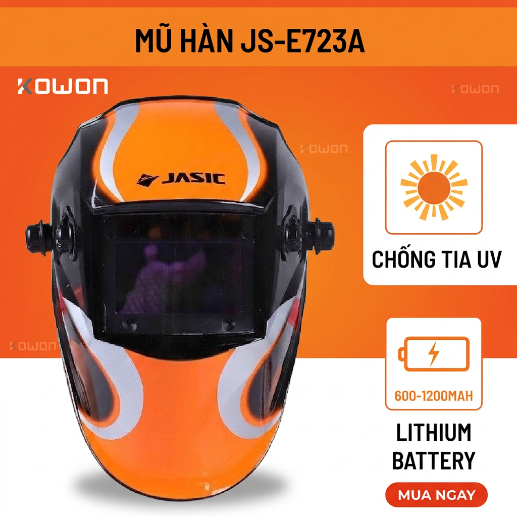 Mũ Hàn Điện Tử (Tự Động) JS-E723A - JASIC Chống Tia UV, Tự Hấp Thụ Năng Lượng Mặt Trời Và Ánh Sáng H