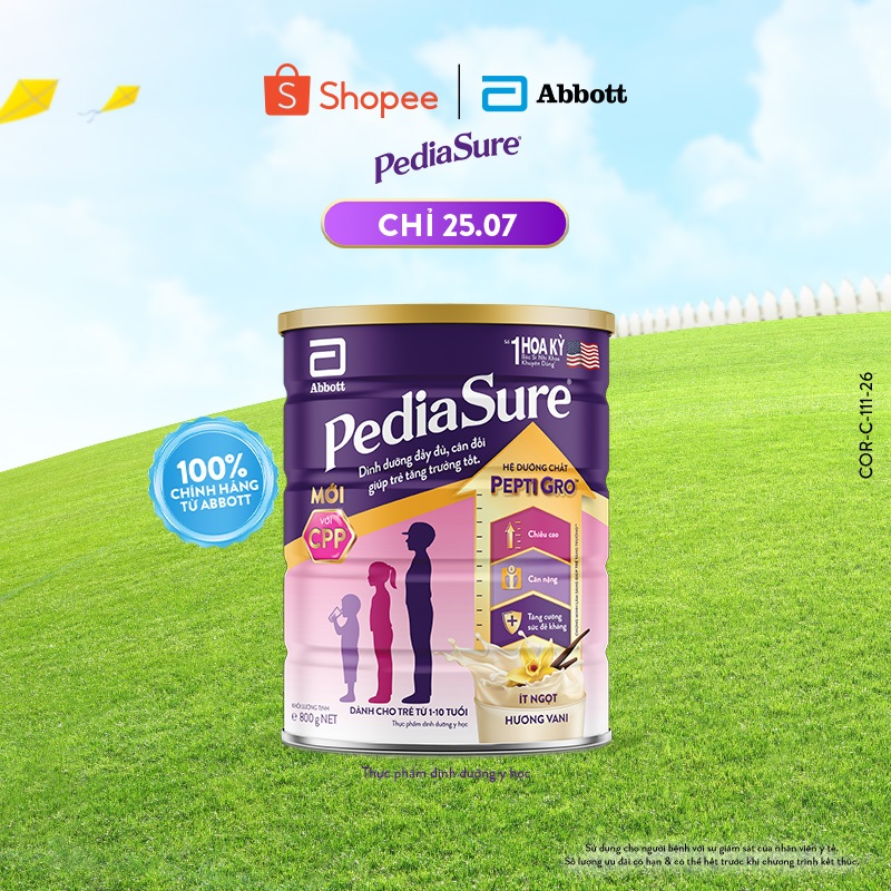 [KOL LIVE] Sữa bột Pediasure 800g Hương Vani Cho Trẻ Từ 1-10 Tuổi