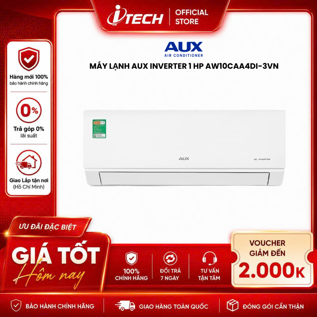 AW10CAA4DI-3VN | Máy lạnh AUX Inverter 1 HP AW10CAA4DI-3VN - HÀNG CHÍNH HÃNG