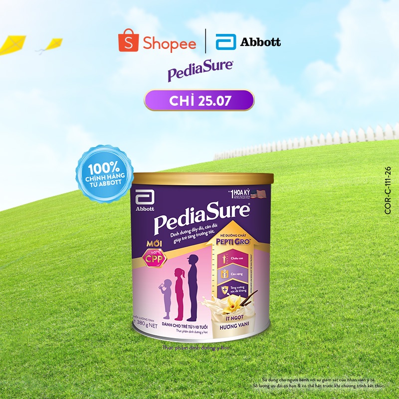 Sữa bột Pediasure 380g Hương Vani Cho Trẻ Từ 1-10 Tuổi