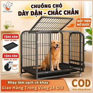 Pets Shop🐶 Chuồng Chó Lớn Bằng Sắt Có Khay Vệ Sinh Cao Cấp Lồng Chó Ống Vuông Dày Dặn Chắc Chắn