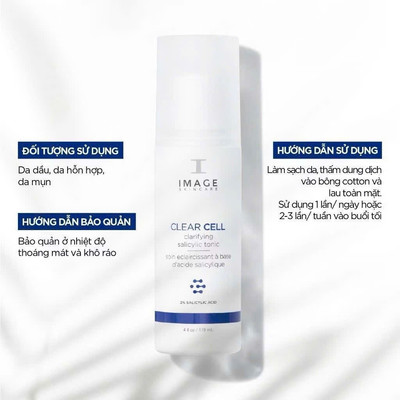 Tẩy da chết IMAGE Skincare CLEAR CELL Clarifying Salicylic Tonic 118ml | Toner BHA & AHA