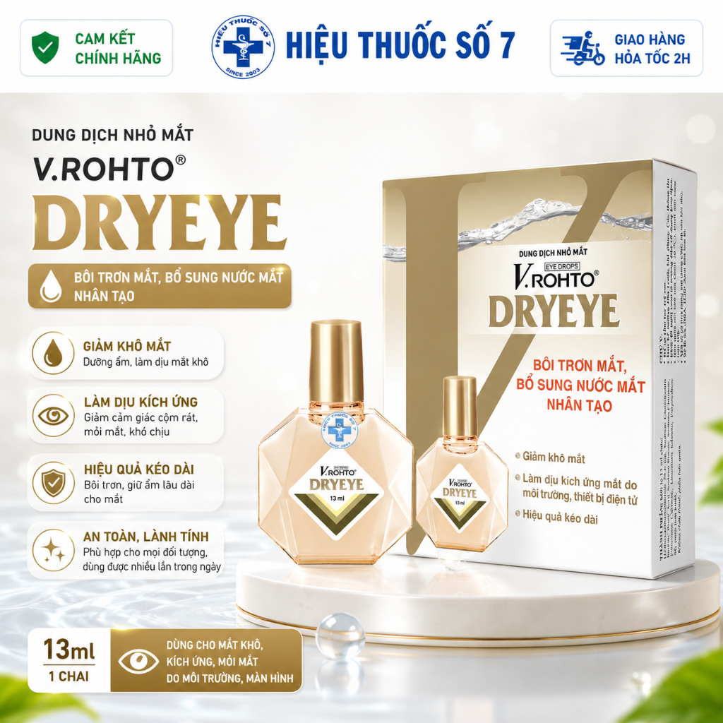 Nước nhỏ mắt cấp ẩm & bổ sung nước mắt nhân tạo V.Rohto DryEye 13ml