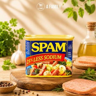 THỊT HỘP SPAM LESS 25% NATRI - SPAM 25% LESS SODIUM - HÀNG MỸ NHIỀU VỊ
