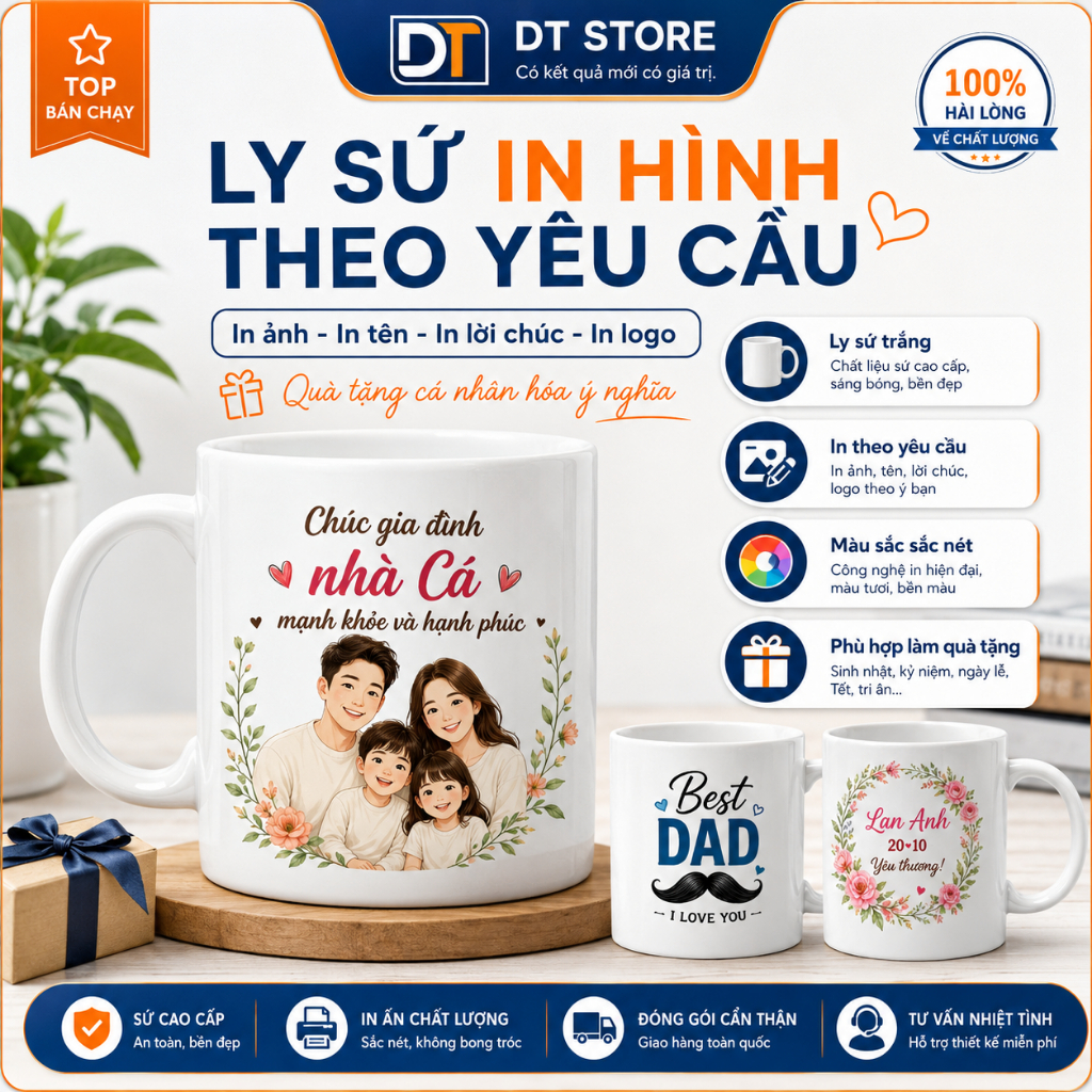Ly Sứ In Hình Theo Yêu Cầu Cá Nhân Hóa Ảnh, Tên, Logo, Lời Chúc – Quà Tặng Ý Nghĩa DT Store VN