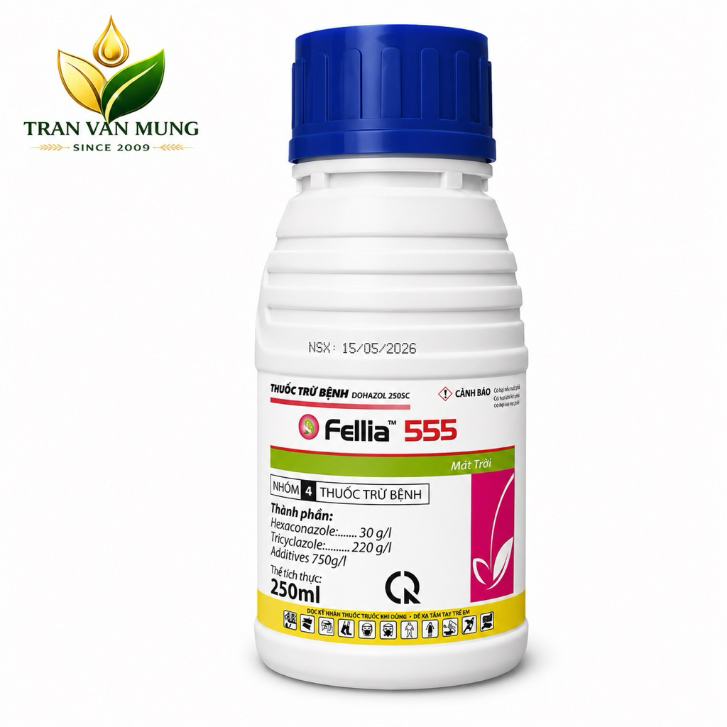 Fellia 555 Chai 250ml | Phòng trừ Đạo ôn lá, Đạo ôn cổ bông, khô vằn, đốm nâu trên Lúa.