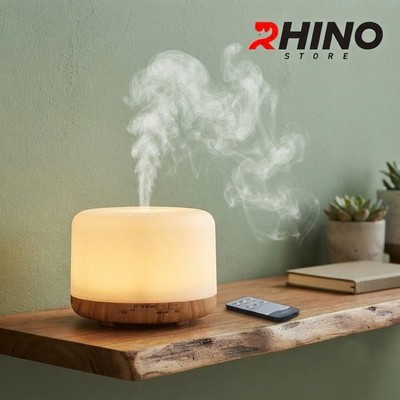 Máy phun sương tạo ẩm Rhino HH701 500ml hẹn giờ, điều khiển từ xa, đèn LED 7 màu