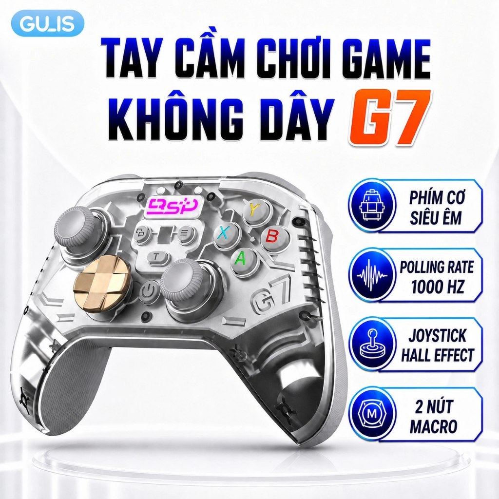 Tay cầm chơi game không dây G7, tay cầm không dây full nút cơ BSP G7 - GULIS