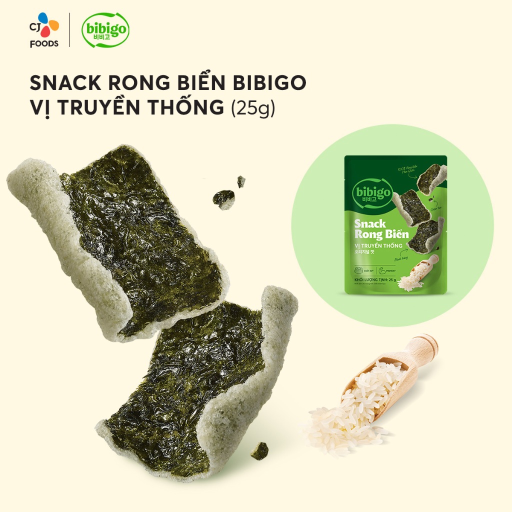 Snack Rong biển ăn liền Hàn Quốc Bibigo vị truyền thống 25g